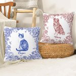 Cuscino personalizzato Toile De Jouy Design Dog Cat Throw Pillow Cover con nome Sympathy Sentimental Memorial Gift for Pet Owner