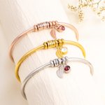 Henkilökohtainen Birthstone Leaf Open rannesormus rannesormus kaiverrettu 1-10 nimi helmiä Dainty korut äitienpäivä syntymäpäivälahja naisille