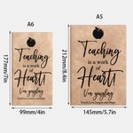 Cuaderno personalizado Teaching Is A Work of Heart con nombre y texto Agradecimiento por el trabajo diario Regalo para profesores en el Día del Maestro