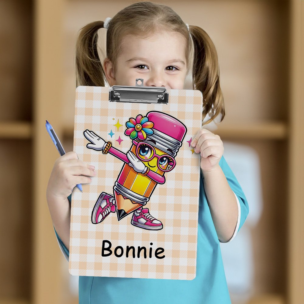 Personalized Pencil Character Multicolor Acrylic Clipboard with Low Profile Clip Teacher's Day  Back to School Birthday Gift for Teachers Students 2