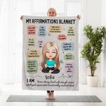Henkilökohtainen Butterfly Cartoon Yoga Character Affirmations Soft Throw Blanket kanssa nimi Home Decor Syntymäpäivälahja Joogan ystäville Naiset Tytöt