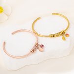 Henkilökohtainen Birthstone Leaf Open rannesormus rannesormus kaiverrettu 1-10 nimi helmiä Dainty korut äitienpäivä syntymäpäivälahja naisille