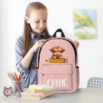 Personligt tecknad Penguin Raccoon Animals Namn Ryggsäck med dragkedja och sidofickor Födelsedag Tillbaka till skolan Present till pojkar Flickor