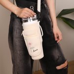 Personalized Waterproof Birth Flower Name Water Bottle Carrier Bag Tumbler Accessories for 40 oz Stanley Birthday Gift for Friends Family