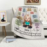 Henkilökohtainen Butterfly Cartoon Yoga Character Affirmations Soft Throw Blanket kanssa nimi Home Decor Syntymäpäivälahja Joogan ystäville Naiset Tytöt