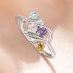 Personlig 1-5 Birthstones Ring Smyckesring Familjesmycke Mors dag Födelsedag Jubileum Present till Kvinnor Mamma Mormor