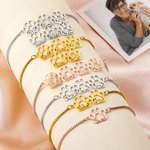 Personalizada 1-6 Hueco Huellas de Perro Pulsera Ajustable con Nombres Cumpleaños Aniversario Regalo para Amantes de las Mascotas