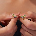 Personalizado Colibrí piedra de nacimiento circón Pendientes Dainty Joyería Cumpleaños Aniversario Regalo para Mujeres Colibrí Amantes