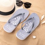 Tongs personnalisées avec textes et semelles en caoutchouc ivoire pour mariage, plage et lune de miel Cadeau pour la mariée