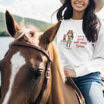 Personalised Cartoon Horse Cowgirl Multicolour Sweatshirt Hoodie with Name Birthday Gift for Family Friends Horse Lovers