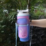 Personalized Waterproof Birth Flower Name Water Bottle Carrier Bag Tumbler Accessories for 40 oz Stanley Birthday Gift for Friends Family