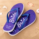 Tongs personnalisées avec textes et semelles en caoutchouc ivoire pour mariage, plage et lune de miel Cadeau pour la mariée