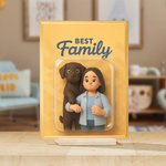 Targa in acrilico personalizzata con foto e personaggio in effetto 3D con titolo e base decor da scrivania regalo di compleanno per amici e familiari