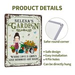 Personalised Vintage Garden Cartoon Character Metal Sign with Name Garden Decor Housewarming Birthday Gift for Grandma Mom Gardening Lovers