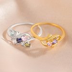 Personlig 1-5 Birthstones Ring Smyckesring Familjesmycke Mors dag Födelsedag Jubileum Present till Kvinnor Mamma Mormor