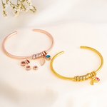 Henkilökohtainen Birthstone Leaf Open rannesormus rannesormus kaiverrettu 1-10 nimi helmiä Dainty korut äitienpäivä syntymäpäivälahja naisille
