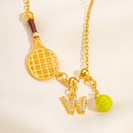 Collana personalizzata di racchetta da tennis con lettera di zircone Gioielli unici e delicati Regalo creativo per il giorno del compleanno del giocatore di tennis donna