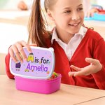 Personalised Cartoon Character Pencil Apple Initial Food-Grade Safe Lunch Box with Name Back to School Birthday Gift for Boys Girls
