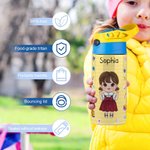 Personalizada I Am Smart Brave Cartoon Character 12 oz Insulated Kid Water Bottle with Handle and Straw Back to School Birthday Gift for Boys Girls