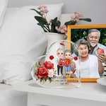 Personalisierte Cartoon Paar Herzförmige Acryl-Plakette mit Namen und Segen Valentinstag Hochzeit Jahrestag Geschenk für Ehemann Ehefrau