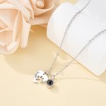 Personalised Heart Paw Projection Necklace with Engraved Name Pet Loss Memorial Jewellery Birthday Gift for Pet Lovers Owners