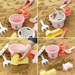 Personalized Cartoon Initial Beach Pail Shovel Sand Model Toy Set with Name Seaside Beach Party Holiday Gift for Boys Girls