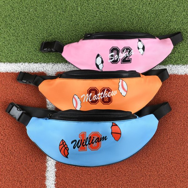 Personalized Cracked Ball Multicolor Sport Waist Bag with Name and Number Daily Accessory Birthday Game Day Gift for Ball Sports Lovers