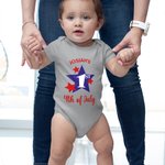 Personalized Blue Red Star First 4th of July 100% Cotton Baby Bodysuit with Name Patriotic Independence Day Gift for Girl Boy Newborn