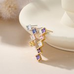 Personalized 1-5 Square Family Birthstones Earrings Dainty Jewellery Birthday Anniversary Gift for Women