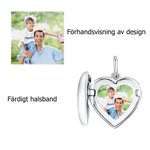 Personligt hjärtformat medaljonghalsband i sterling silver med foto och gravyr minimalistiskt smycke födelsedag jubileum present till henne