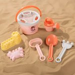 Personalized Cartoon Initial Beach Pail Shovel Sand Model Toy Set with Name Seaside Beach Party Holiday Gift for Boys Girls