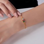 Personalised 1-9 Teardrop Birthstones Bracelet Minimalist Jewellery Birthday Anniversary Gift for Women