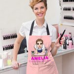 Tablier réglable avec nom et poche pour manucure Cadeau d'ouverture d'un salon de beauté pour prothésiste ongulaire