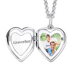 Personligt hjärtformat medaljonghalsband i sterling silver med foto och gravyr minimalistiskt smycke födelsedag jubileum present till henne