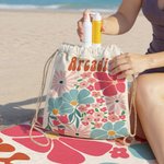 Personalized Multicolour Floral Quick Dry Oversized Beach Towel with Name Summer Vacation Pool Party Gift for Women Swimming Lovers