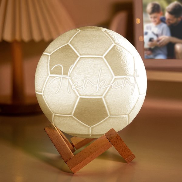 Personlig 3D-utskrift Touch-kontroll med färgbyte Fotboll Nattlampa med namn Heminredning Födelsedagspresent för sportälskare Fotbollstränare