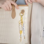 Gepersonaliseerde Kruis Schelp Kralen Engel Sleutelhanger met Naam Eerste Communie Doop Cadeau voor Christelijke Vrouwen Peettante
