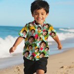 Personifierad hund katt karaktär ansikte foto tropiska blommor löv hawaiiskjorta strandparty födelsedagspresent för familj husdjursälskare
