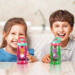 Personalised Cute Cartoon Dinosaur 16 oz Water Bottle with Name Straw and Handle Back to School Birthday Holiday Gift for Boys Girls