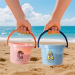 Personalized Cartoon Initial Beach Pail Shovel Sand Model Toy Set with Name Seaside Beach Party Holiday Gift for Boys Girls