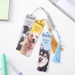 Marcapáginas personalizado con foto de perro, gato, borla y nombre Material escolar Regalo de cumpleaños, aniversario y fiesta de mascotas para los amantes de las mascotas