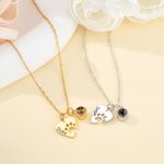 Personalised Heart Paw Projection Necklace with Engraved Name Pet Loss Memorial Jewellery Birthday Gift for Pet Lovers Owners