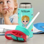 Personalizada I Am Smart Brave Cartoon Character 12 oz Insulated Kid Water Bottle with Handle and Straw Back to School Birthday Gift for Boys Girls