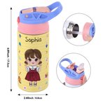 Personalizada I Am Smart Brave Cartoon Character 12 oz Insulated Kid Water Bottle with Handle and Straw Back to School Birthday Gift for Boys Girls