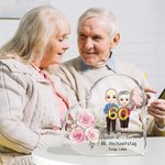 Personalisierte Cartoon Paar Herzförmige Acryl-Plakette mit Namen und Segen Valentinstag Hochzeit Jahrestag Geschenk für Ehemann Ehefrau
