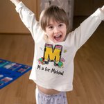 Personalized Cute Pencil Design Initial Skin-friendly Kid T-shirt Sweatshirt with Name Back to School Birthday Gift for Boys Girls