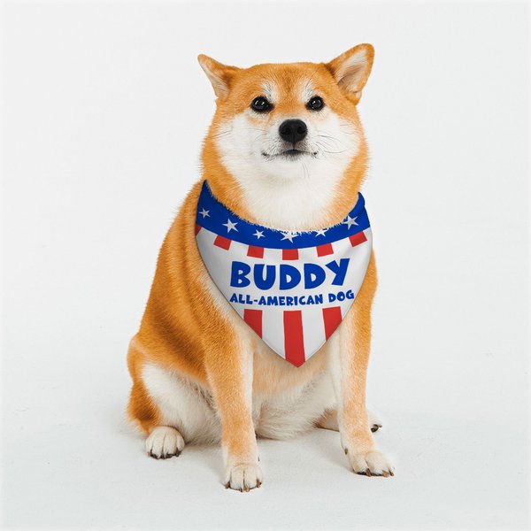 Personalized Flag Design Soft Dog Pet Bandana with Name and Text 4th of July Independence Day Gift for Pet Owners Lovers