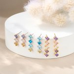 Personalized 1-5 Square Family Birthstones Earrings Dainty Jewellery Birthday Anniversary Gift for Women