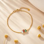 Personalised 1-9 Teardrop Birthstones Bracelet Minimalist Jewellery Birthday Anniversary Gift for Women