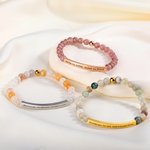 Bracciale personalizzato in pietra naturale con testo inciso Fascino Motivazionale Gioielli Matrimonio Compleanno Regalo per le donne